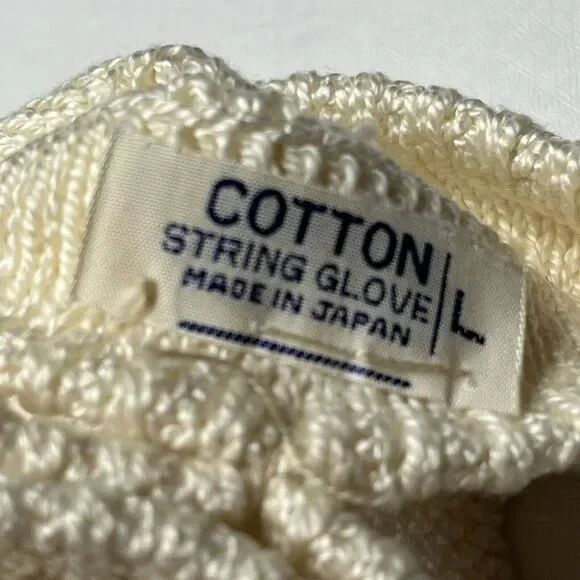 Vintage White Knit Cotton Gloves Women Size Large - Made in Japan - Picture 6 of 6